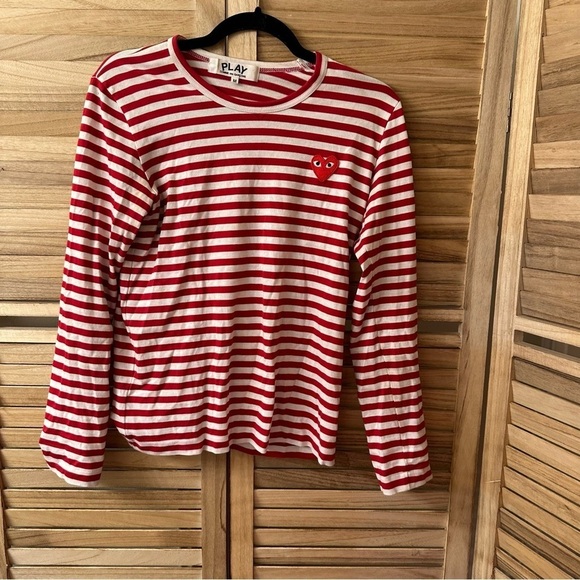 COMME DES GARÇONS PLAY Red Heart Patch Long Sleeve Shirt - Picture 2 of 5